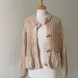 Zara Beige Chunky Knit Cardigan